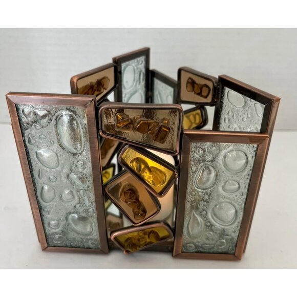 PartyLite Water's Edge Votive Mosaic Triangle Candle Holder w/ Mirror Base - Picture 1 of 6